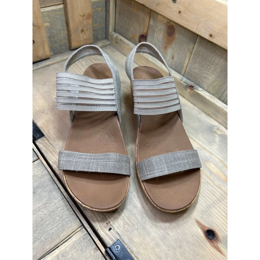 Skechers Cali Women’s US10 Sandals Taupe Beverlee Smitten Kitten Wedge Luxe Foam - Picture 3 of 8